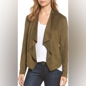 Kut from the Kloth Olive Green Waterfall Faux‎ Suede Jacket Size XL Pockets Soft